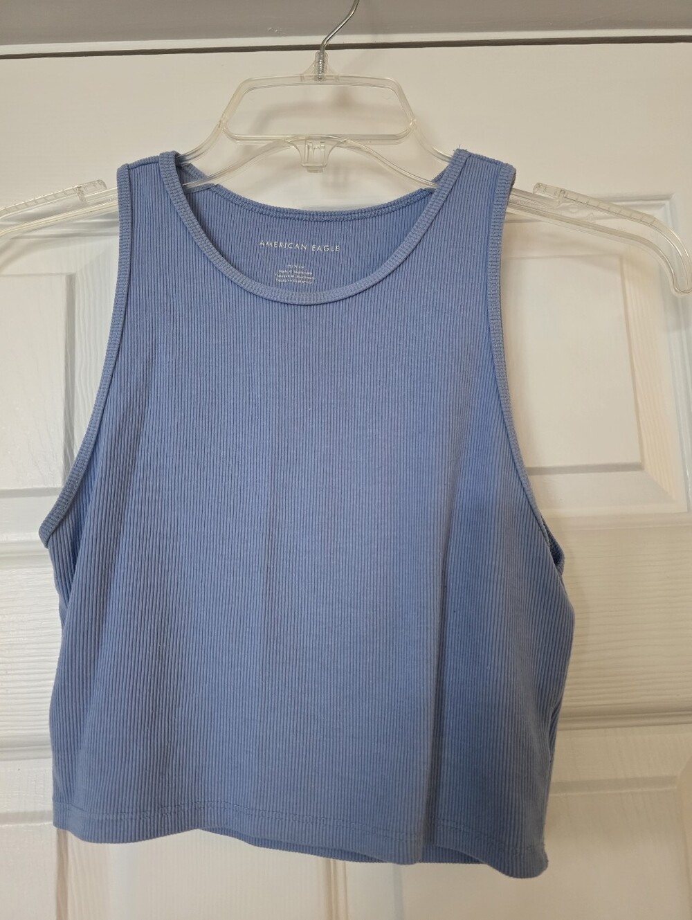 Womens American Eagle Outfitters Crop Ribbed Tank Top in Periwinkle Size Medium